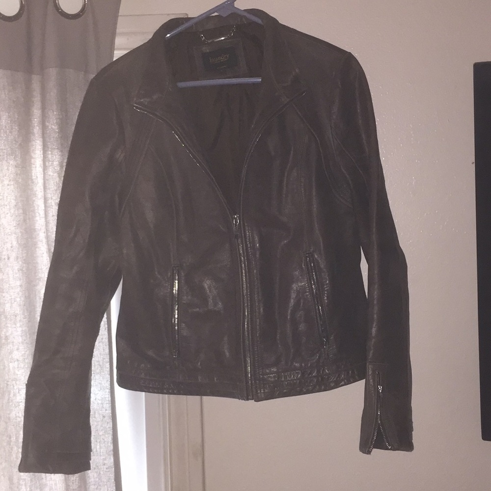 Brownish grey laundry leather jacket